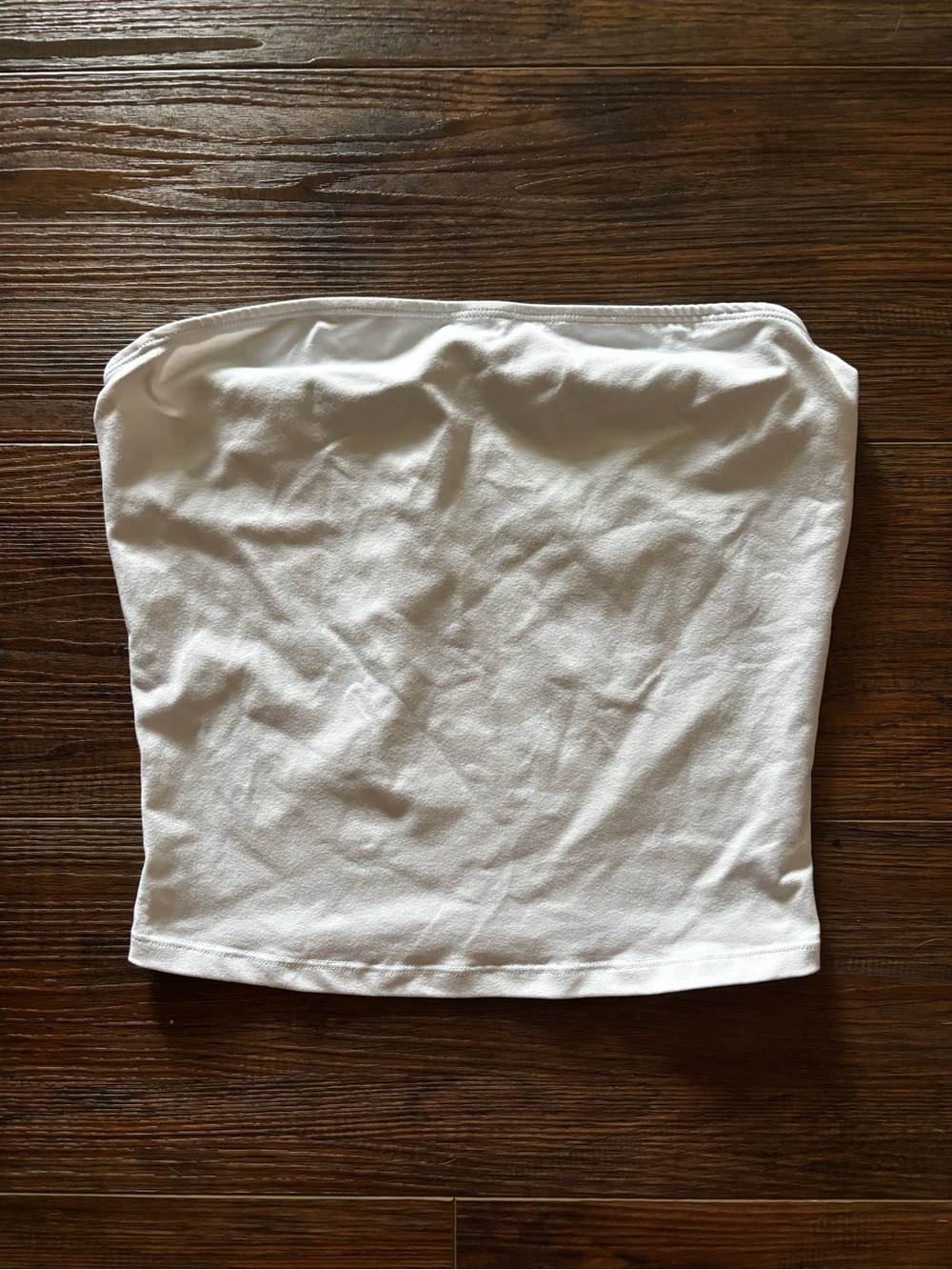 White Strapless Cotton Blend Crop Top